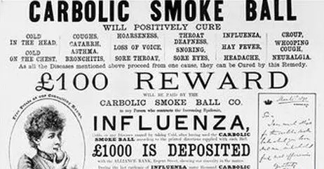 CARBOLIC SMOKE BALL new print of the advertisement leading to the famous case 